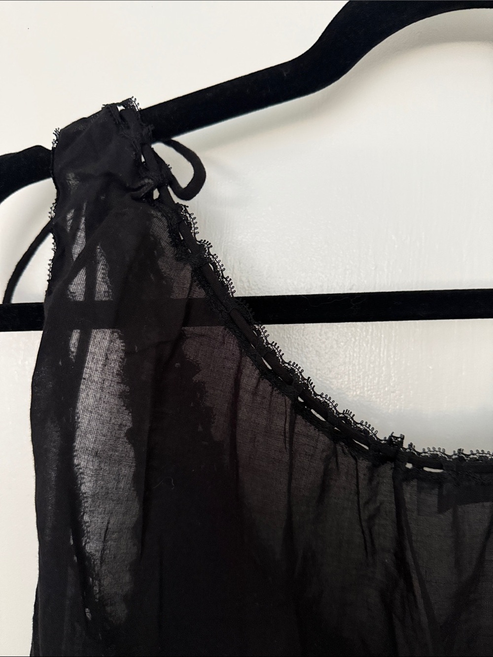 Rumored Tie-Front Sheer Sleeveless Top - Black - Picture 5 of 6
